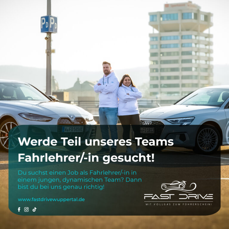 Fahrlehrer/-in Job Wuppertal – Fast Drive Fahrschule sucht Fahrlehrer/-innen für ein junges, dynamisches Team mit modernen Fahrzeugen (BMW & Audi) in Wuppertal.